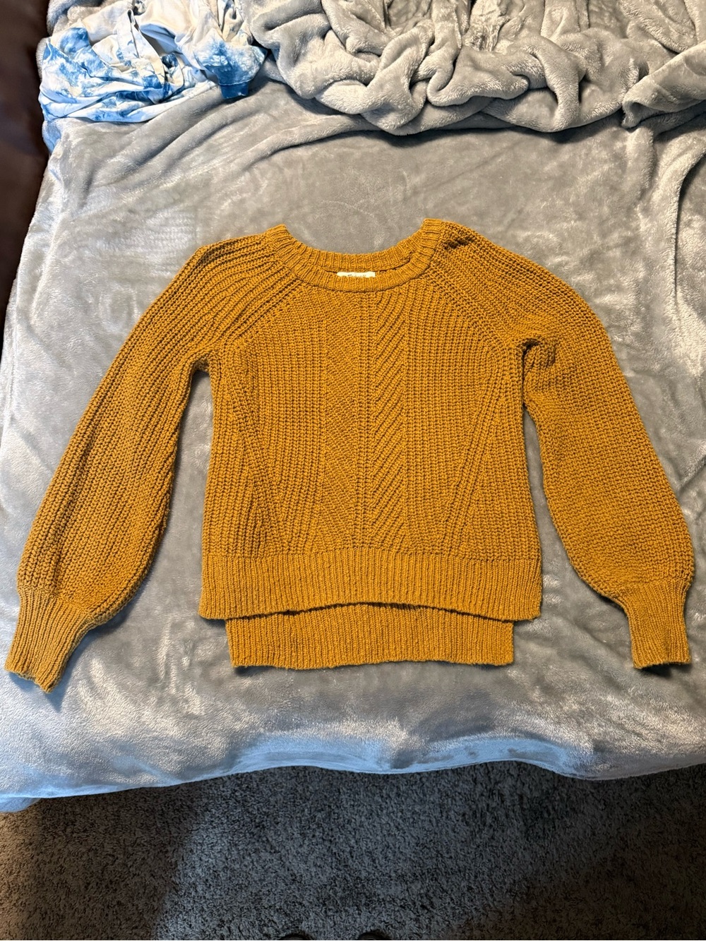 Madewell Mustard Cable Knit Crewneck Sweater
